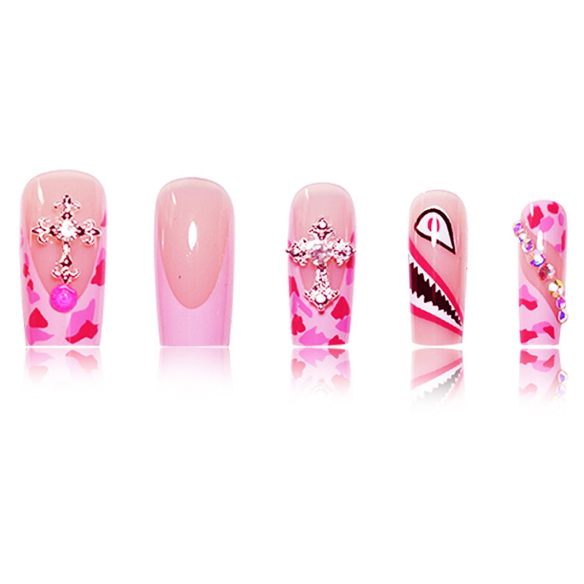 Artistic Decorative Press-On Nails with 3D Embellishments Acalora