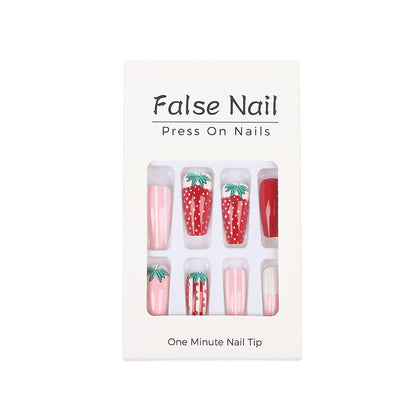 Artificial nails in romantic strawberry design Acalora