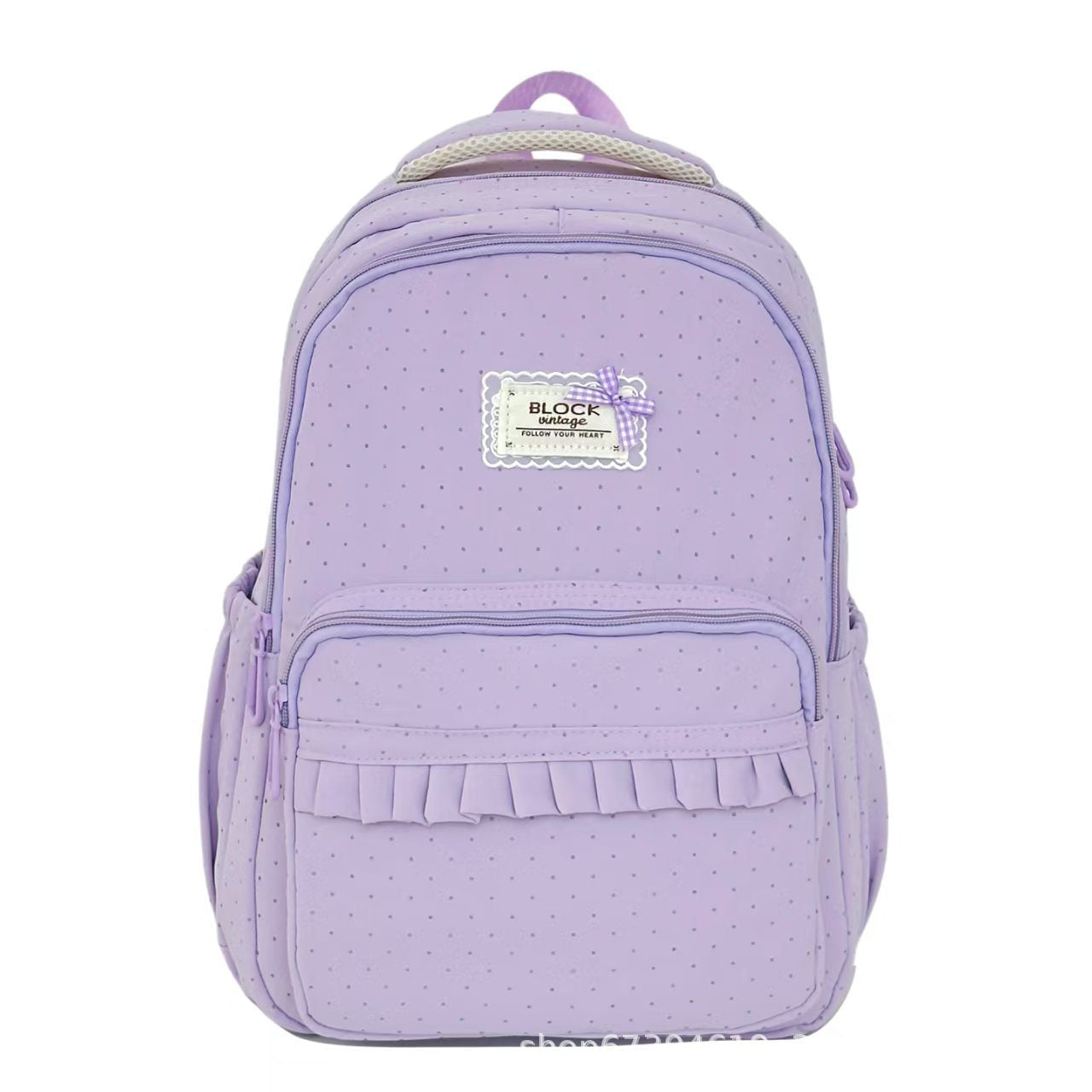 Stylish Polka Dot Ruffled Backpack Bowlift