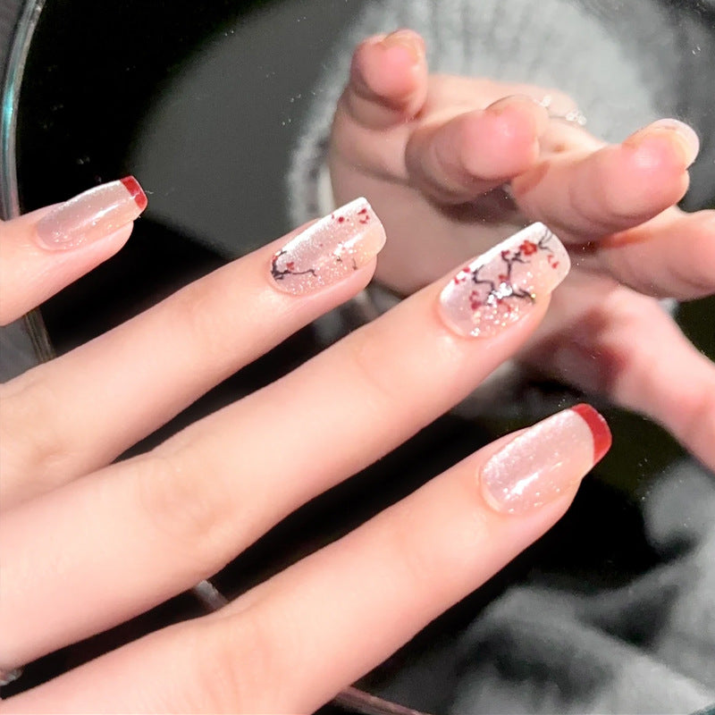 Elegant Floral Artistic Press-On Nails Acalora