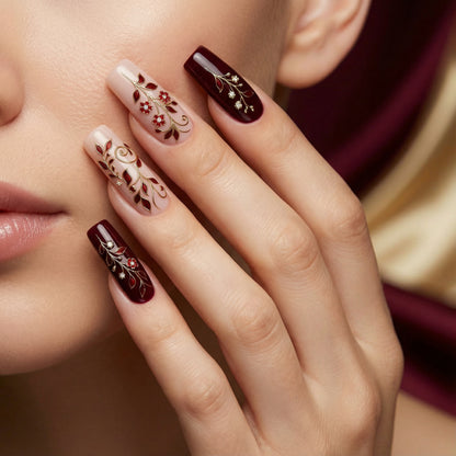 Artificial nails with elegant floral decorations Acalora