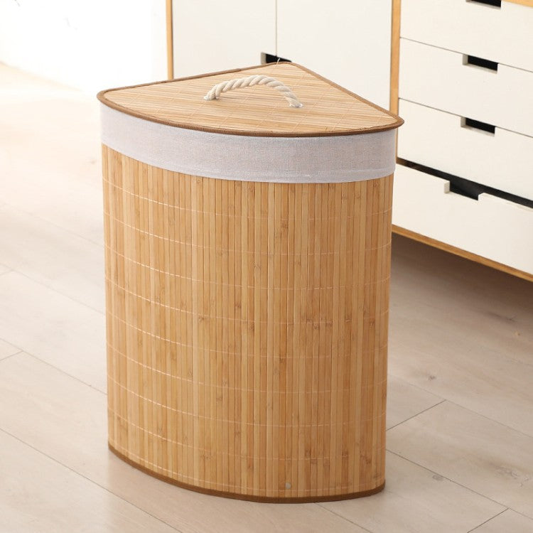 Premium laundry basket with dividers and handcrafted bamboo frame Acalora