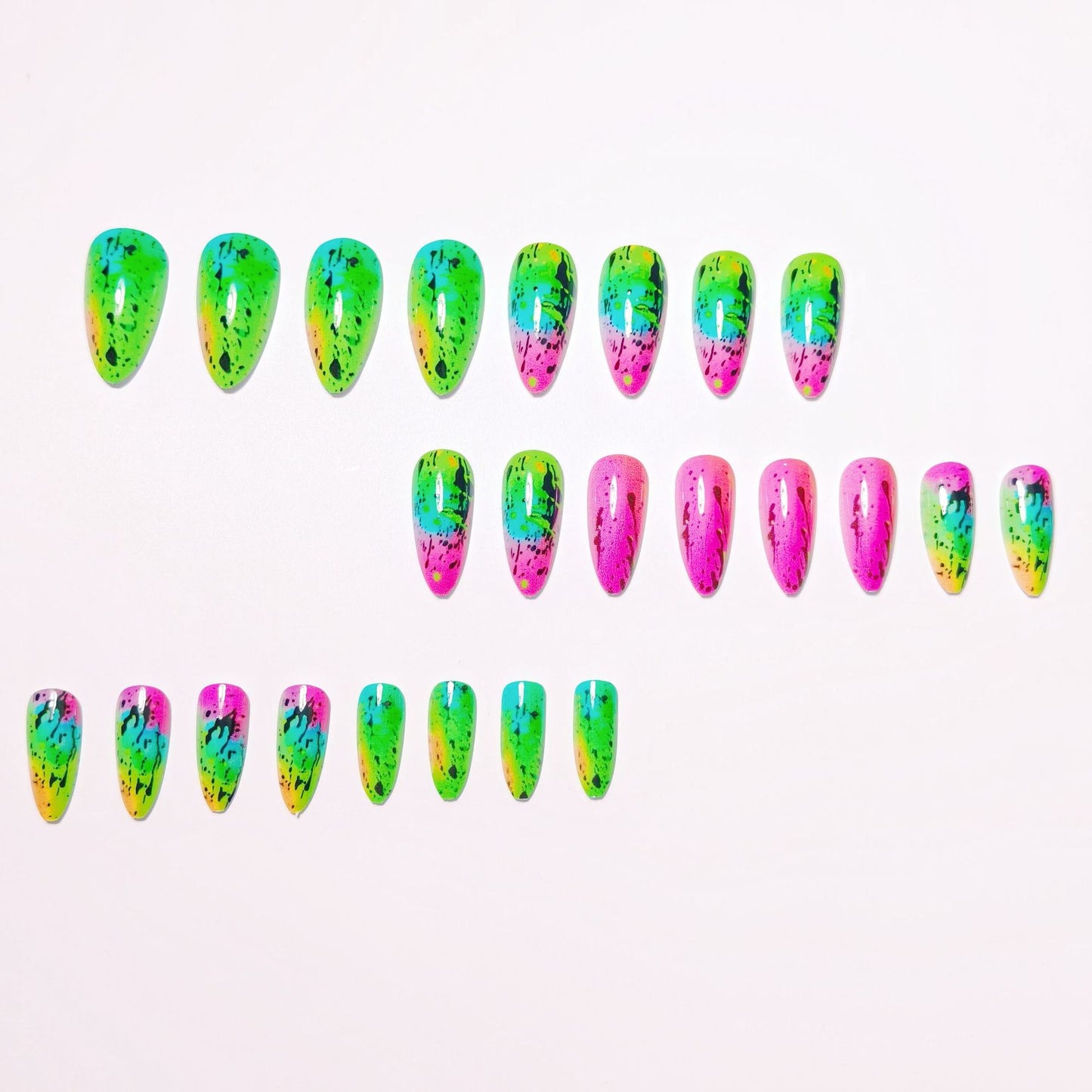 Artistic Neon Splash Nail Art Acalora