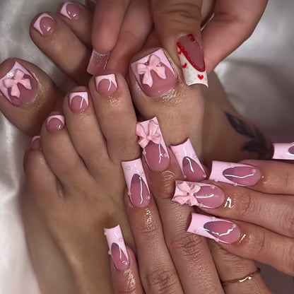 Decorative Bow Accent Press-On Nails Acalora
