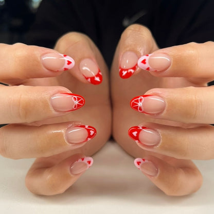 Heart-Themed French Tip Press-On Nails Acalora