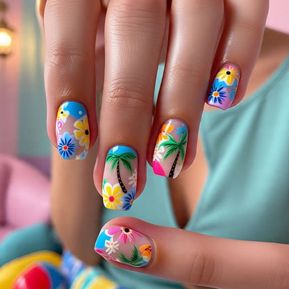 Artificial nails in tropical flower design Acalora