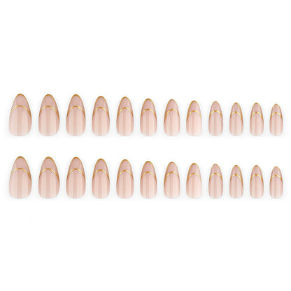 Artificial nails with elegant gold lines Acalora