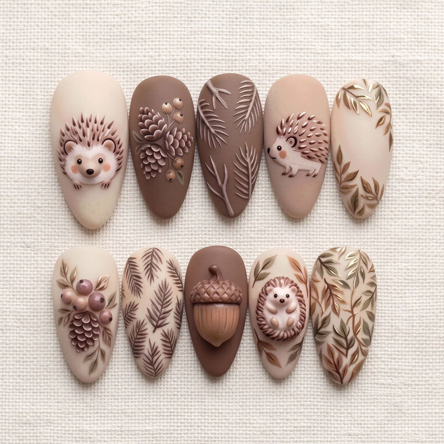 Artistic Handcrafted 3D Hedgehog Nail Art Tips Acalora