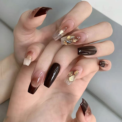 Luxurious artificial nails with glamorous decorations Acalora