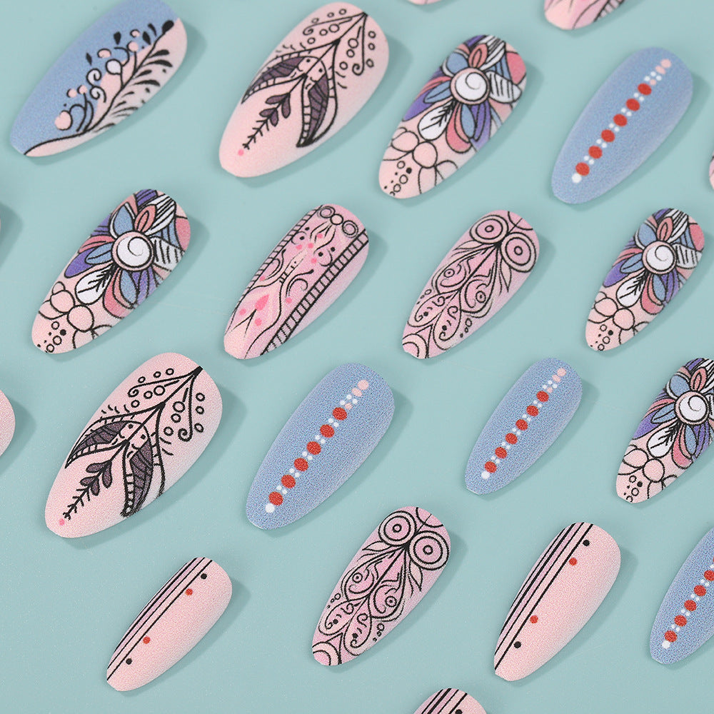Creative Nail Art Set with Hand-Drawn Patterns Acalora