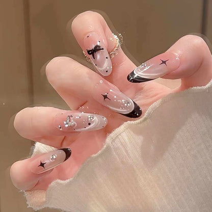 Glamorous artificial nail tips with 3D flower and crystal embellishments Acalora