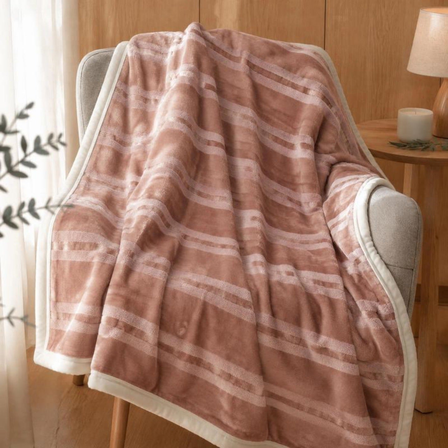 Textured Reversible Fleece Throw Blanket