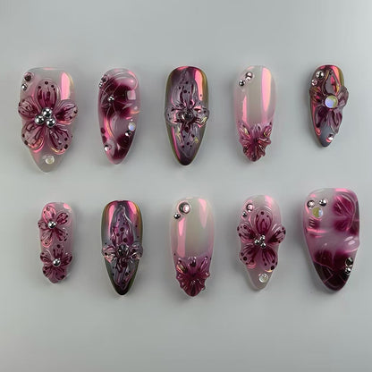 Floral 3D Press-On Nail Set Acalora