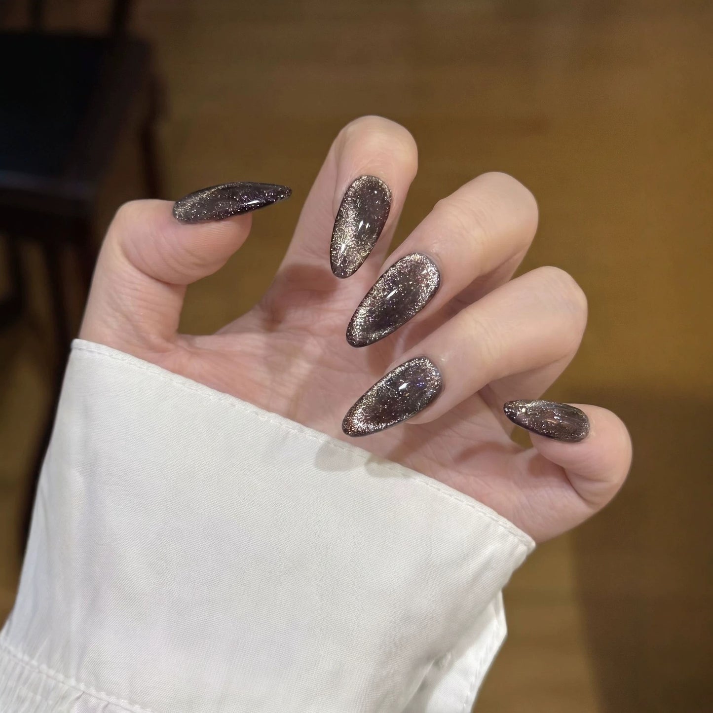 Glamorous Stiletto Press-On Nail Set with Glitter Finish Acalora