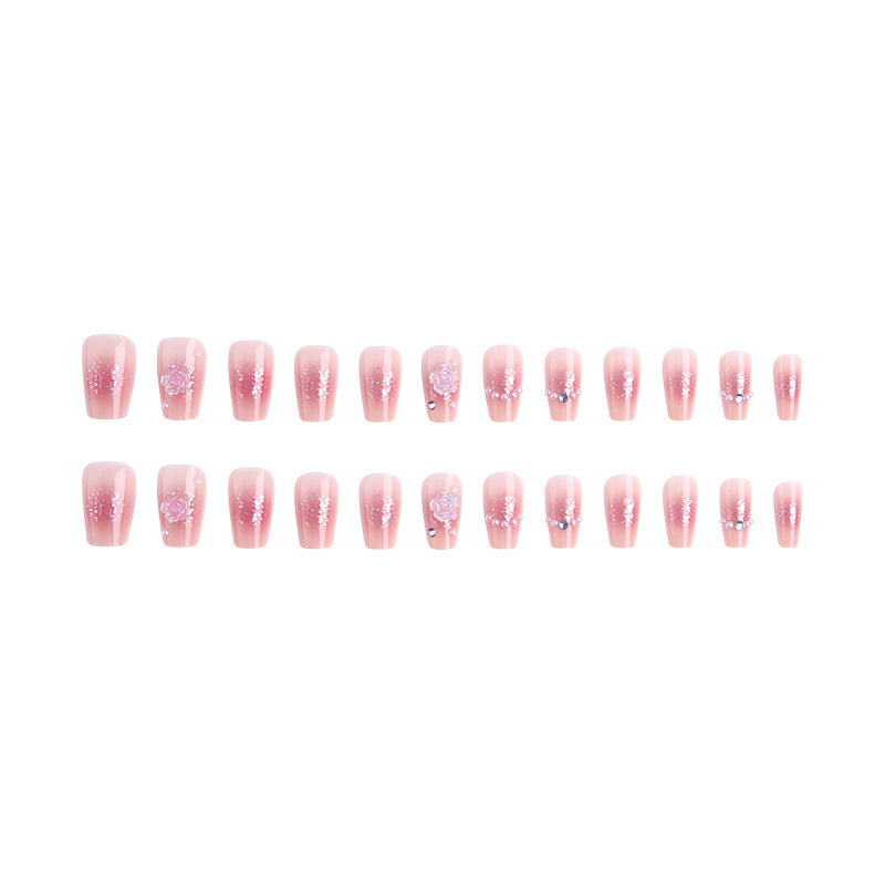 Artificial nail set with sparkling glitter and pearl decorations Acalora