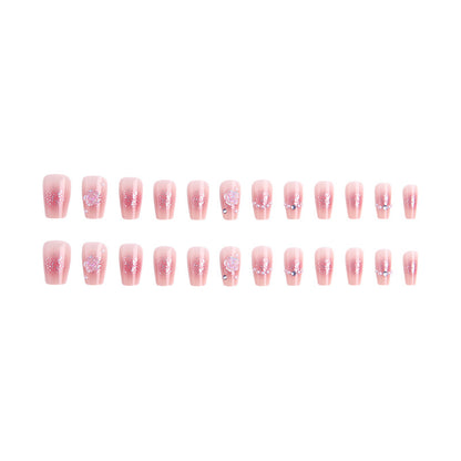 Artificial nail set with sparkling glitter and pearl decorations Acalora