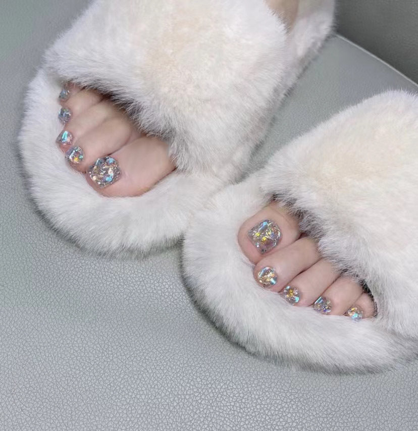 Rhinestone-Embellished Flip Flop Sandals Acalora