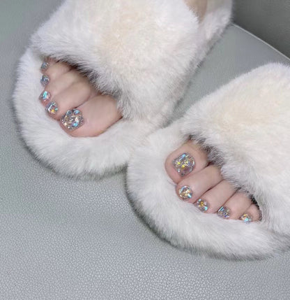 Rhinestone-Embellished Flip Flop Sandals Acalora