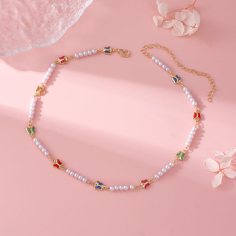 Decorative Pearl and Butterfly Eyewear Chain Acalora