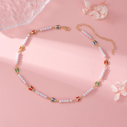 Decorative Pearl and Butterfly Eyewear Chain Acalora