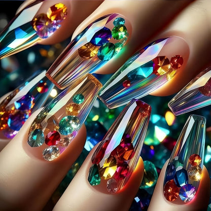 Artificial nails with faceted glitter design Acalora