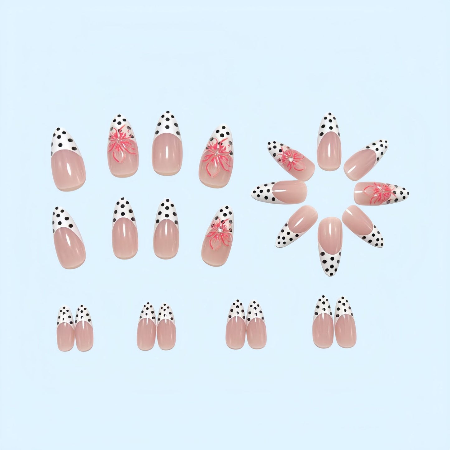 Artificial nails with floral accent and elegant tip Acalora