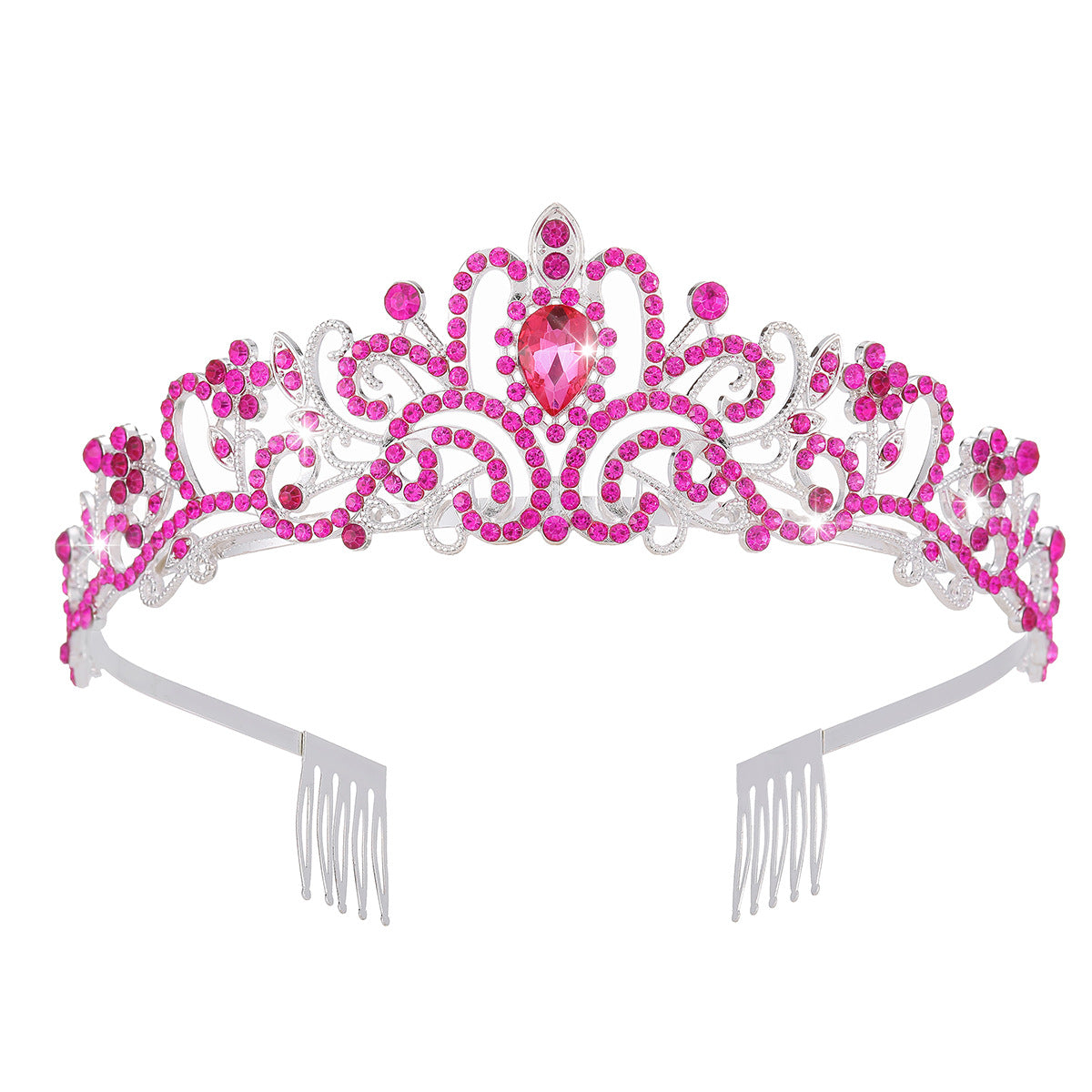 Ladies' Sparkling Crystal Tiara with filigree design wreath