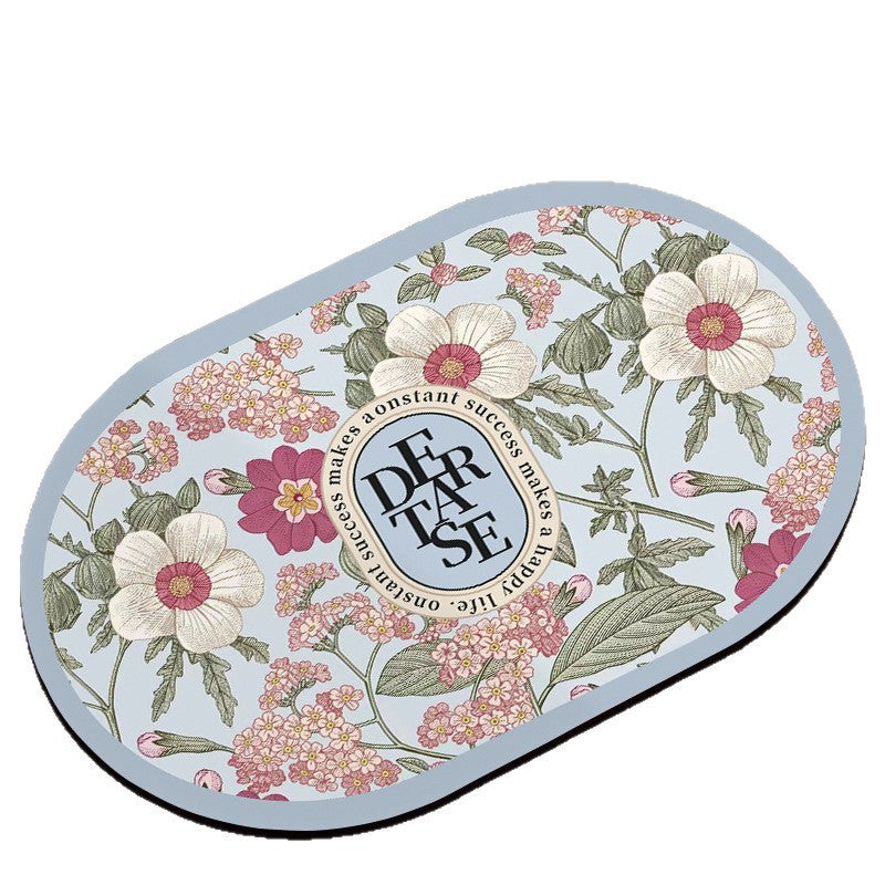 Oval Floral Bath Mat