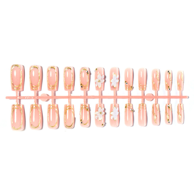 Floral Accented Press-On Nail Set Acalora