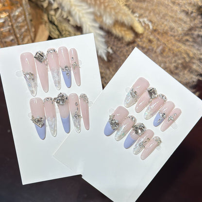 Elegant Stiletto Press-On Nail Art Set with Rhinestone Embellishments Acalora