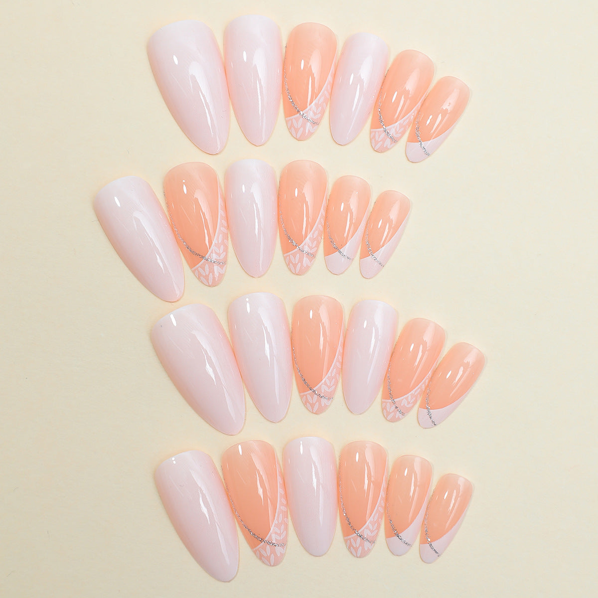 Decorative Press-On Nail Set with Stylish Heart and Gem Accents Acalora