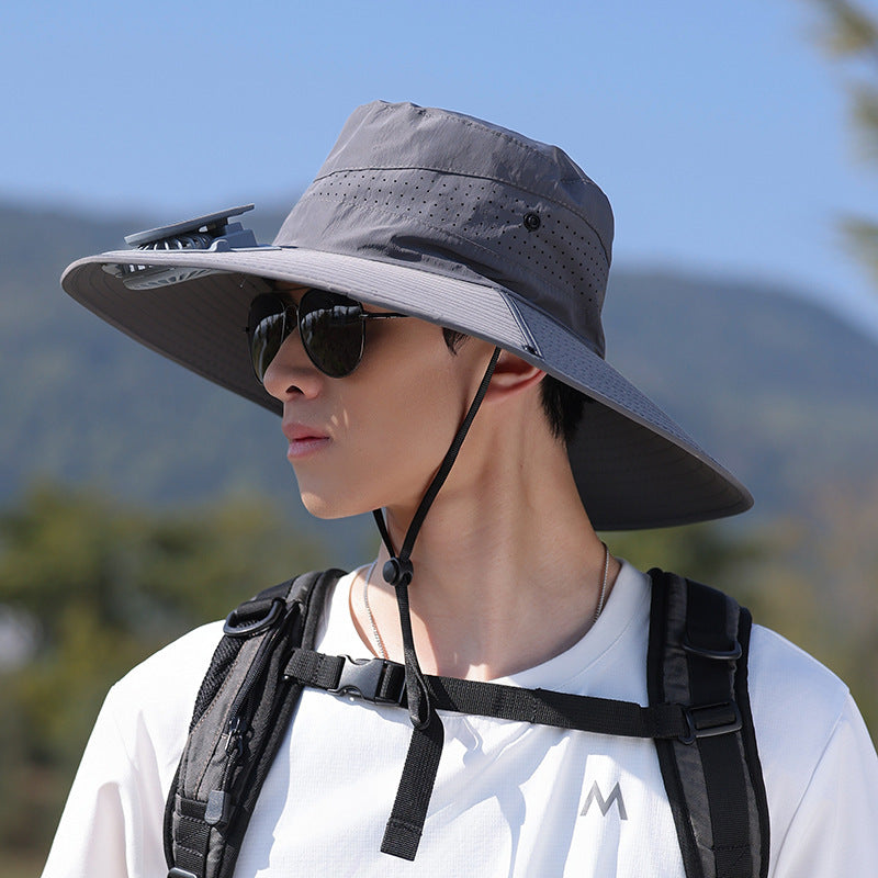 wide-brimmed outdoor sun hat with UV protection, breathable mesh, and adjustable chin strap Bowlift
