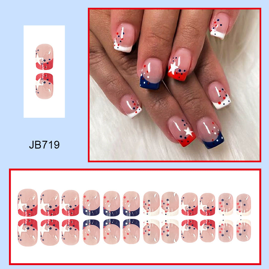 Decorative Press-On Nail Art Set with Star and Stripe Designs Acalora