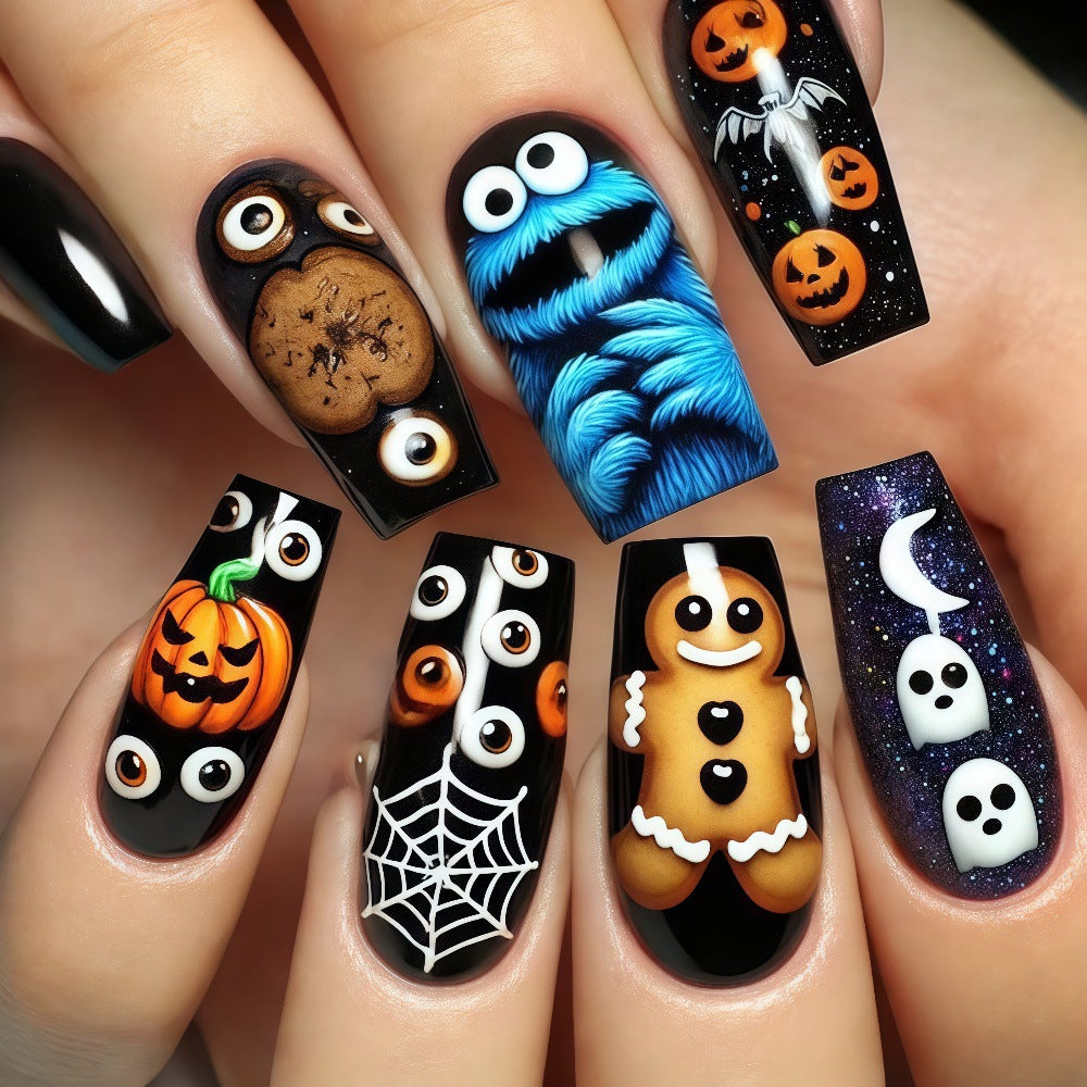 Creative Halloween-style art nails Acalora