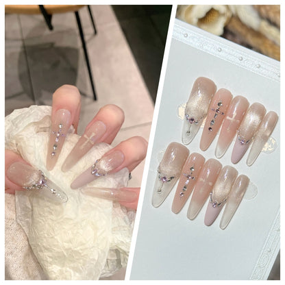 Artistic Stiletto Press-On Nail Set with Charming Patterns Acalora