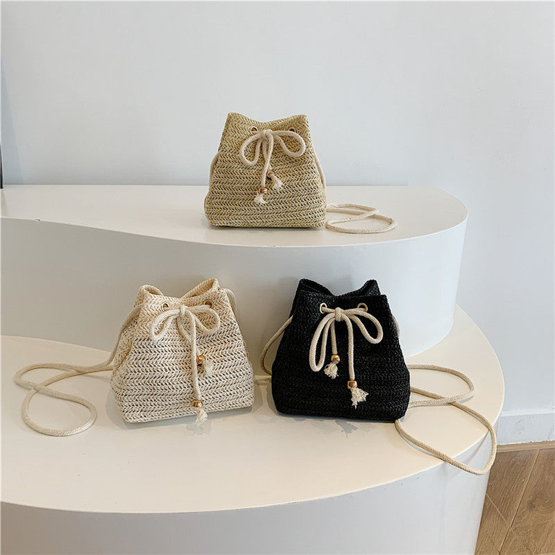 Bohemian-Inspired Woven Mini Drawstring Bag Acalora