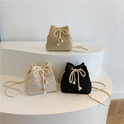 Bohemian-Inspired Woven Mini Drawstring Bag Acalora