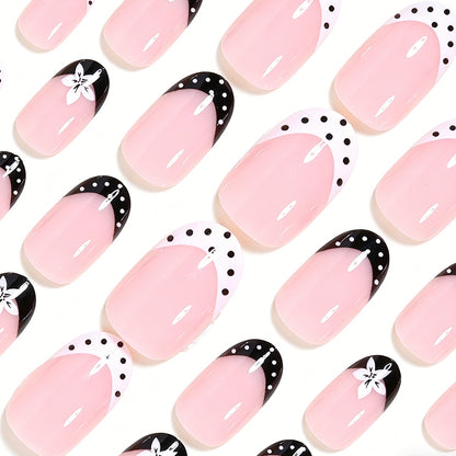 Decorative French Tip Press-On Nails Acalora