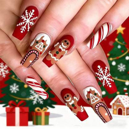 Artificial nail set with festive Christmas design and creative motifs Acalora