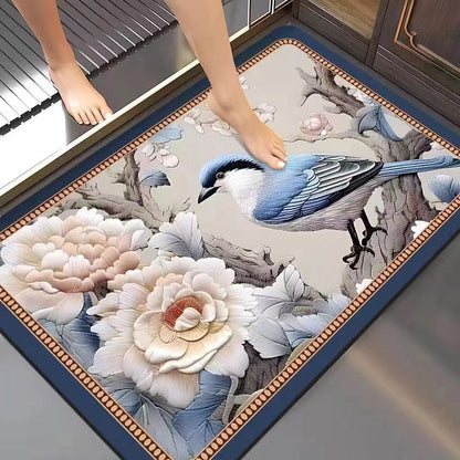 Floral-Embossed Memory Foam Bath Mat
