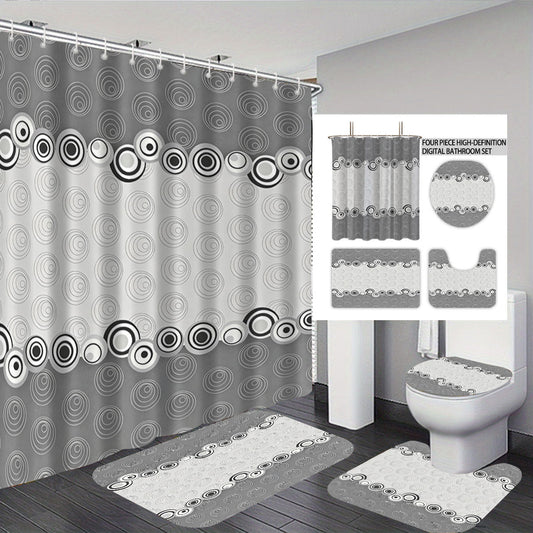 Abstract Design Four-Piece Digital Bathroom Set