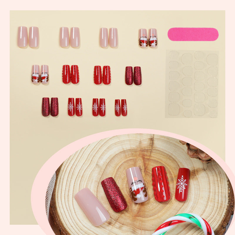 Festive Holiday-Themed Press-On Nail Art Set Acalora