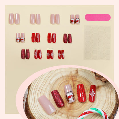 Festive Holiday-Themed Press-On Nail Art Set Acalora
