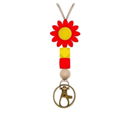 Colorful Flower-Themed Beaded Keychain Holder Acalora