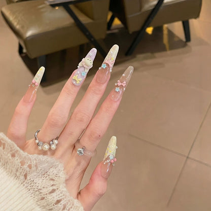 Themed Decorative Press-On Nails with 3D Accents Acalora