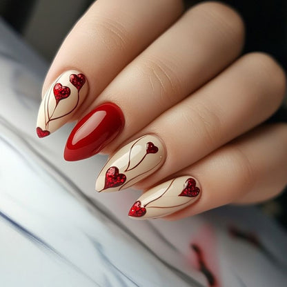Art nails in elegant heart design Acalora