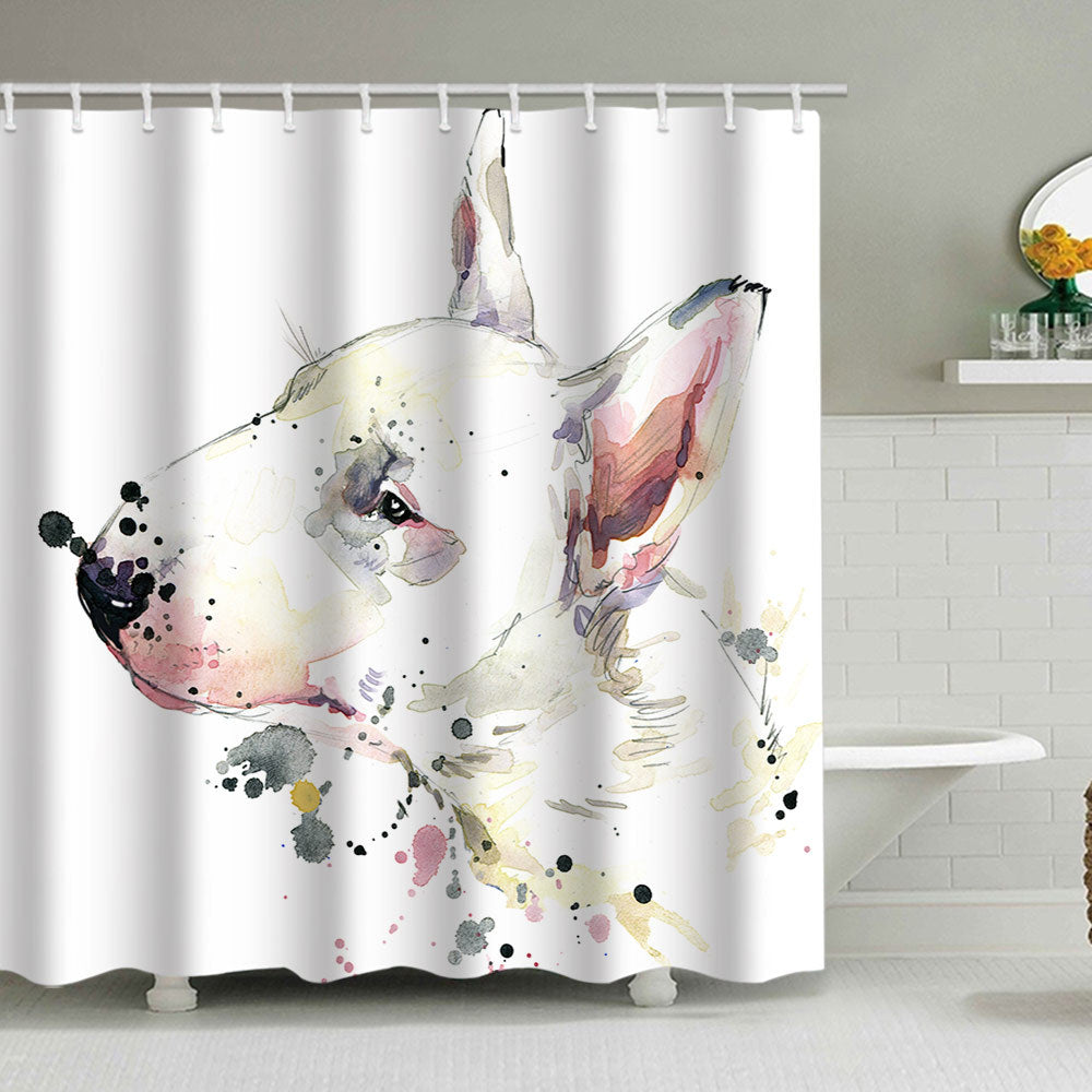 Artistic Dog Illustration Shower Curtain