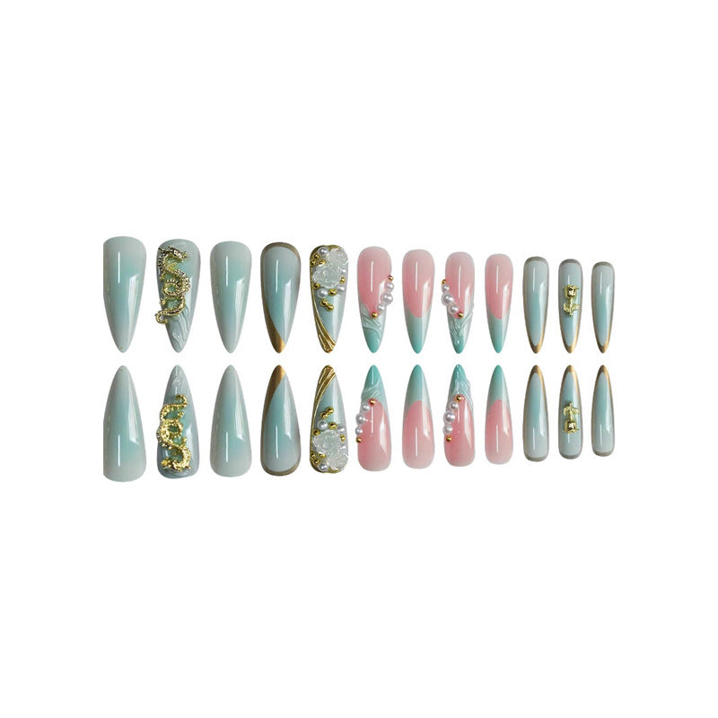 Decorative Long Stiletto Press-On Nail Art Acalora