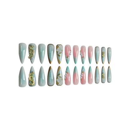 Decorative Long Stiletto Press-On Nail Art Acalora