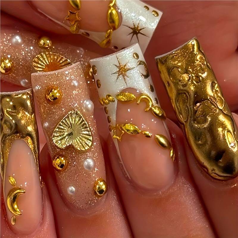 Decorative Gold Embellished Nail Art Kit Acalora